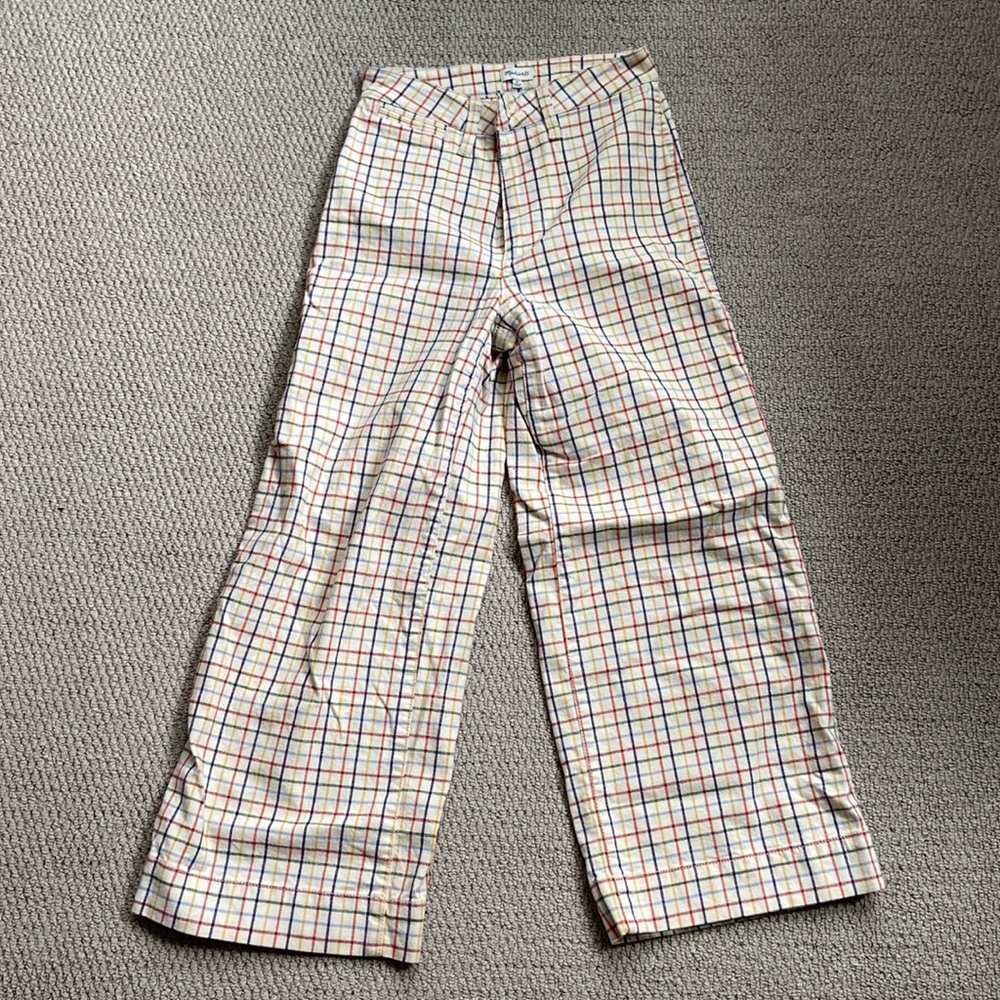 Emmett wide leg cropped rainbow windowpane pants
